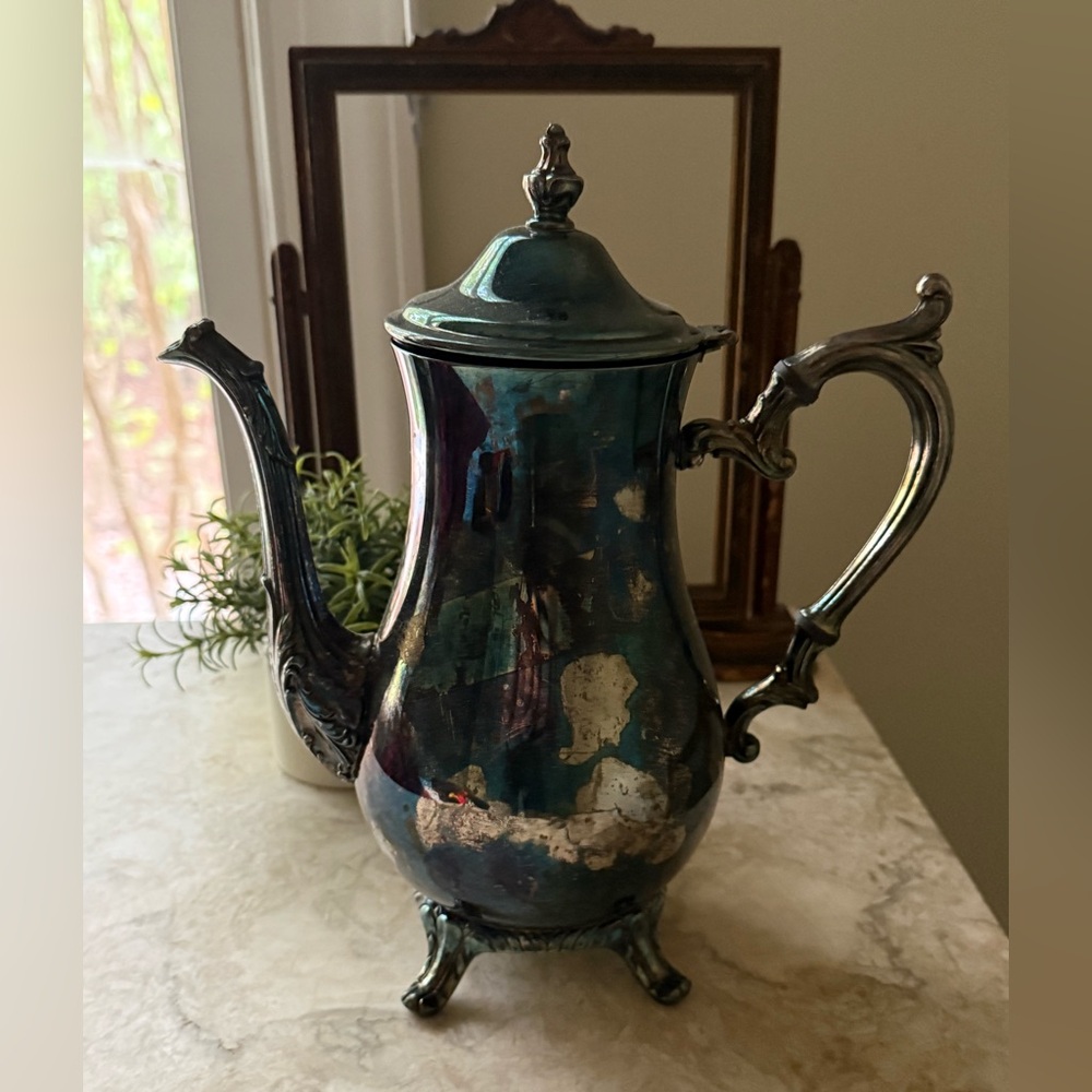 Vintage Silver Footed Teapot or Coffee Pot by William A. Rogers Silversmiths